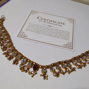 Fancy pear dangler bracelet simulated stones with natural certified garnet gold